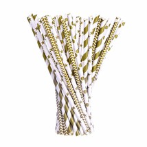 eBoot Paper Drinking Straws for Celebrations - 100 Pieces (Gold) 2 Pack!! - £7.90 GBP