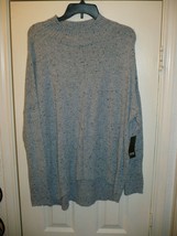 a.n.a. Women&#39;s Mock Neck Long Sleeve Pullover Sweater Size XL Dusty Blue Tweed - £14.34 GBP