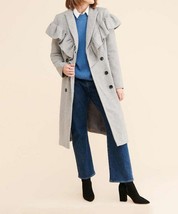MSRP $200 English Factory Ruffle-Shoulder Button-Up Coat Grey Size Small NWOT - £28.75 GBP