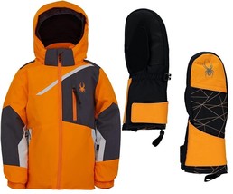 2PC Set Spyder Boys Mini Challenger Insulated Jacket&amp;Cubby Mittens Jacket Size 4 - £73.23 GBP