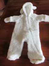 VINTAGE 9-18 MONTH INFANT WHITE FLEECE OUTDOOR ONE PIECE W/ LAMBS EARS A... - $11.30