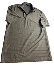 Tiger Woods Nike Fit Dry Men Golf Polo Shirt Large L Zip Up Brown Stretch - $9.87
