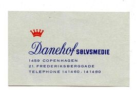 Danehof Silvermedia Business Card Copenhagen Denmark - $11.88