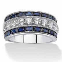 Platinum Blue Sapphire 5.60 Tcw Over Sterling Silver Ring Size 6 7 8 9 - £197.73 GBP