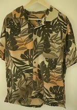 Caribbean Joe 100% Silk Casual Tropical Hawaiian Short Sleeve Shirt L - £15.63 GBP