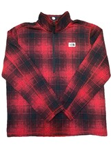 The North Face 1/2 Zip Fleece Pullover Red Black Grid Plaid Gorpcore - $27.67