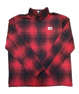 The North Face 1/2 Zip Fleece Pullover Red Black Grid Plaid Gorpcore - $37.82 CAD