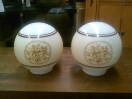 Lot of 2 Vintage Flowered Parlor Lamp Globe Lampshades - £50.76 GBP