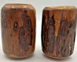 Vintage Retro Salt and Pepper Shakers Carved Wood U260/51 - $19.99