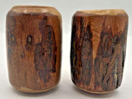 Vintage Retro Salt and Pepper Shakers Carved Wood U260/51 - £15.97 GBP