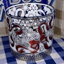 Bath & Body Works Holiday Red Bows & Snowflakes 3 Wick Candle Holder Sleeve New - $22.28