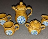 Royal Sealy Vintage  MCM Ceramic TEA set with Blue and Yellow Flowers - $69.29