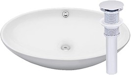 Novatto Tp-V07Wch Bianco Uovo Ceramic Vessel Sink With Overflow Pop-Up, Chrome - $113.99