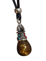 Tigers Eye Necklace Lotus Pendant Real Gemstone Comforting Crystal Beaded Cord - £12.63 GBP
