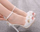 Shoes toe high heeled butterfly wedding shoes lace flowers wristbands summer party thumb155 crop