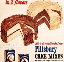 1949 Pillsbury Cake Mix 2 Flavors Chocolate Vanilla Advertisement Baking... - $29.99