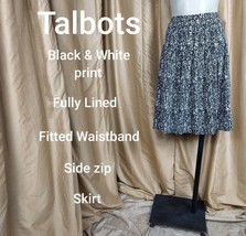 Talbots Black &amp; White Print Fitted Waist Skirt Size 6P - £14.16 GBP