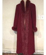 Marvin Richards women&#39;s Church Winter fox fur tuxedo Lambswool long coat... - $791.99
