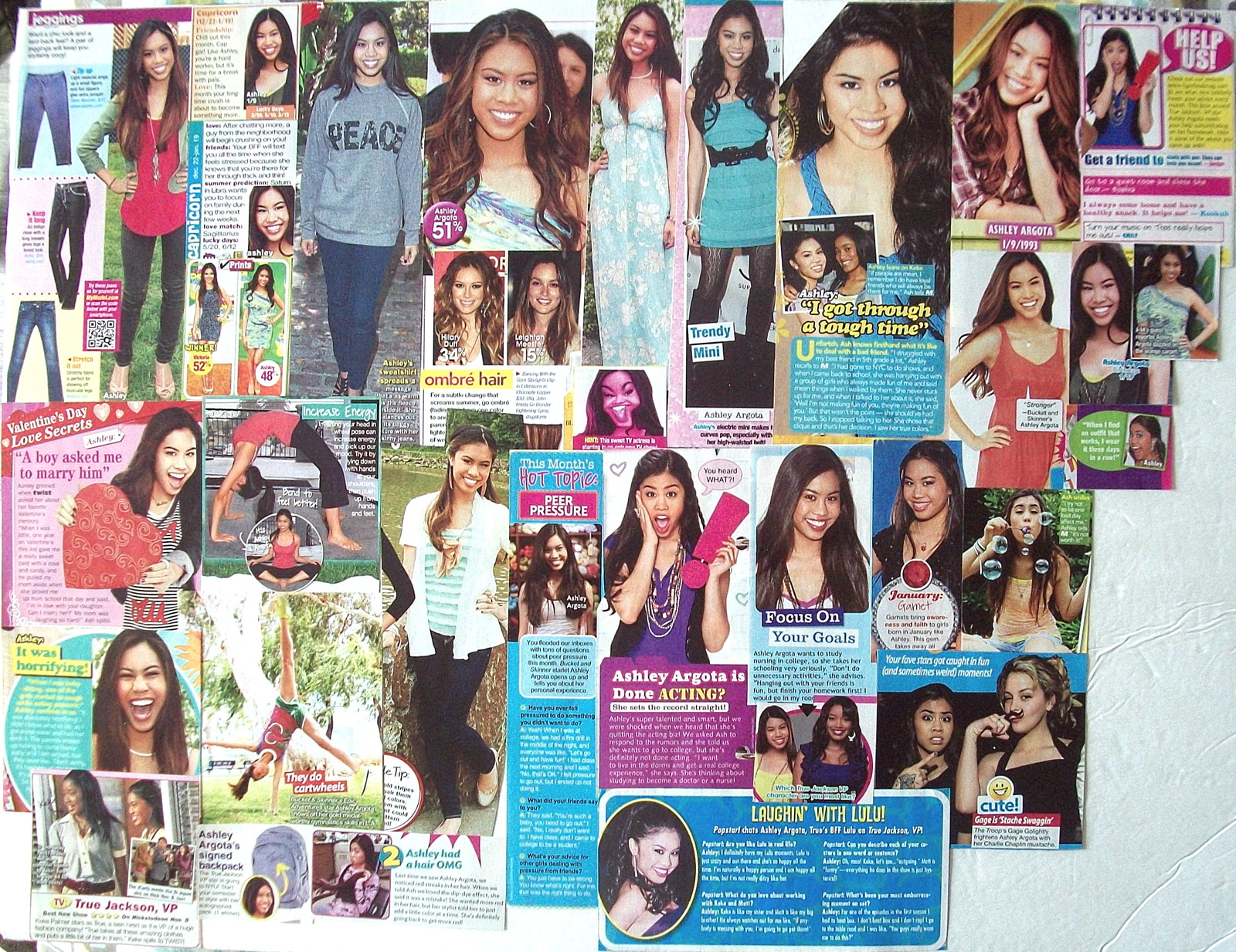 ASHLEY ARGOTA ~ Thirty-Three (33) Color Clippings, ARTICLES from 2008-2012 - $5.82
