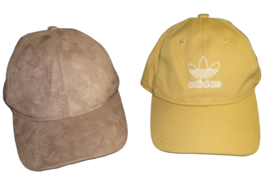 Set Of 2 Hats, Adidas Baseball Cap Trefoil Logo, Taupe Faux Suede Unbran... - $19.99