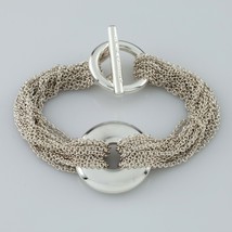 Tiffany &amp; Co. Sterling Silver Multi-Chain Bracelet w/ Circle Motif 6.5&quot; Long - £360.67 GBP