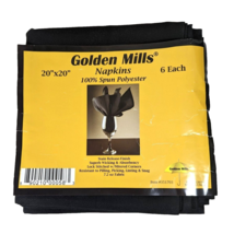 Golden Mills Black Napkins Spun Polyester Restaurant Quality 20 x 20 In ... - £16.89 GBP