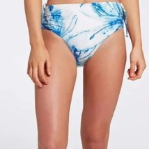 CALIA Mid Rise Ruched Side Tie Swim Bottoms Floral Flourish Blue XL NEW - $20.00