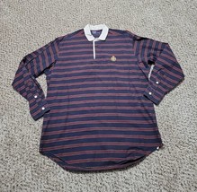 Vtg Polo Ralph Lauren Long Sleeve 100% Cotton Blue Red Striped Rugby Shirt Men&#39;s - $19.99