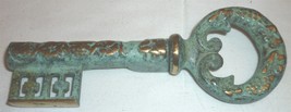Vintage Bottle Opener &amp; Corkscrew Brass Green Patina Skeleton Key Echternach - £39.96 GBP