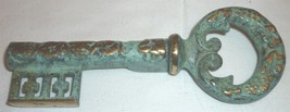 VINTAGE BOTTLE OPENER &amp; CORKSCREW BRASS GREEN PATINA SKELETON KEY ECHTER... - $931.99 MXN