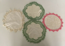 Vintage doilie lot crochet edge lace scalloped dresser scarf shabby chic... - $19.75