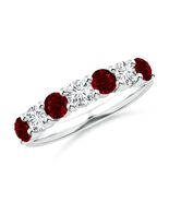 ANGARA Half Eternity Ruby and Diamond Wedding Ring in 14K Gold (AAAA | 1... - $3,248.10