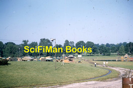 KODACHROME Red Border Slide Boy Scouts Troop Jamboree Camping Tents Trees 1950s - £2.35 GBP