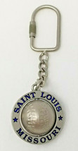 Baseball Pewter Keychain Rotating Saint Louis Missouri Vintage Silver Color - $12.30