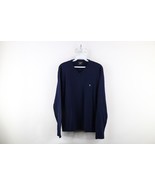 Vintage 90s Ralph Lauren Mens Medium Monogram Knit V-Neck Sweater Navy Blue - €42,17 EUR