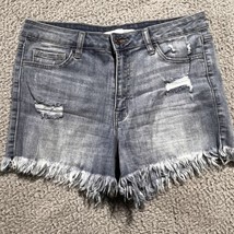 Klique B. Distressed Fringe Short Shorts Women Jr Sz 29 Waist Denim Cott... - £9.53 GBP