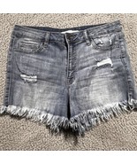 Klique B. Distressed Fringe Short Shorts Women Jr Sz 29 Waist Denim Cott... - $238.27 MXN