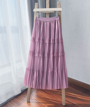 Pleated Tulle Skirt Black White Midi Length Custom Plus Size by Dressromantic image 8