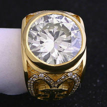  6Ct Round Cut D/VVS1 Diamond Custom Unique Mens Ring 14K Yellow Gold Finish - £81.61 GBP