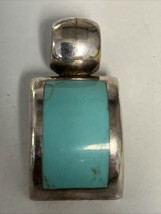 Vintage Sterling Silver ATI Mexico Turquoise Pendant 1.5” Long 15.6g - $37.57