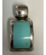 Vintage Sterling Silver ATI Mexico Turquoise Pendant 1.5” Long 15.6g - $696.58 MXN