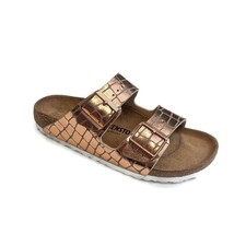 Birkenstock Arizona BS Sandals Womens Size 8-8.5 NARROW Fit Gator Gleam Copper - £102.98 GBP