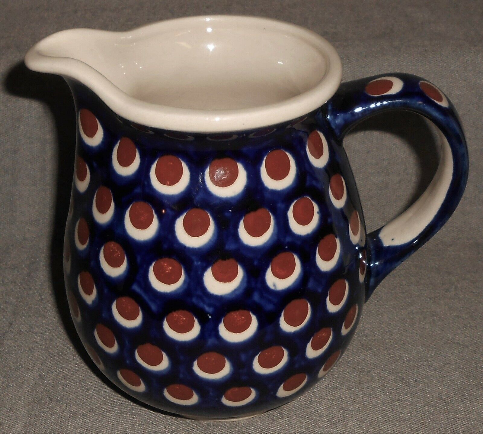 Hand Made BOLESLAWIEC Polish Pottery 5 1/2&quot; tall 24oz BROWN DOT PATTERN ... - $31.67
