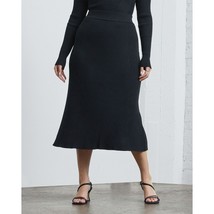 Everlane Womens The Ribbed Knit Skirt Pull On Midi Black L - £30.75 GBP