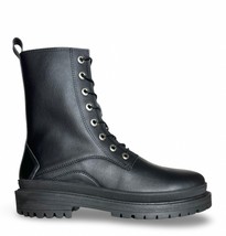 Bottes noires véganes combat mi-mollet travail moto militaire microfibre... - $3,390.24 MXN