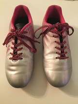DSG shoes Size 3.5Y softball baseball soccer cleats pink silver stripes ... - $23.99