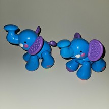 2 Fisher Price Blue Elephant Lot Amazing Animals Train Accessories Click Clack - £15.78 GBP