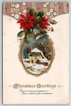 Christmas Poinsettias Greeting Seal For Health Stamp 1922 Newark OH Postcard M27 - £3.95 GBP