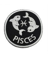 Pisces Zodiac Embroidered Iron On Patch 2.9&quot; Choose Hook &amp; Loop or Iron On - £5.17 GBP+
