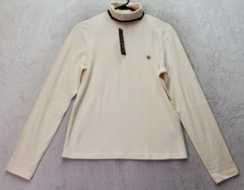 Lauren Ralph Lauren Shirt Top Womens Medium Cream Cotton Long Sleeve Turtleneck - £21.83 GBP